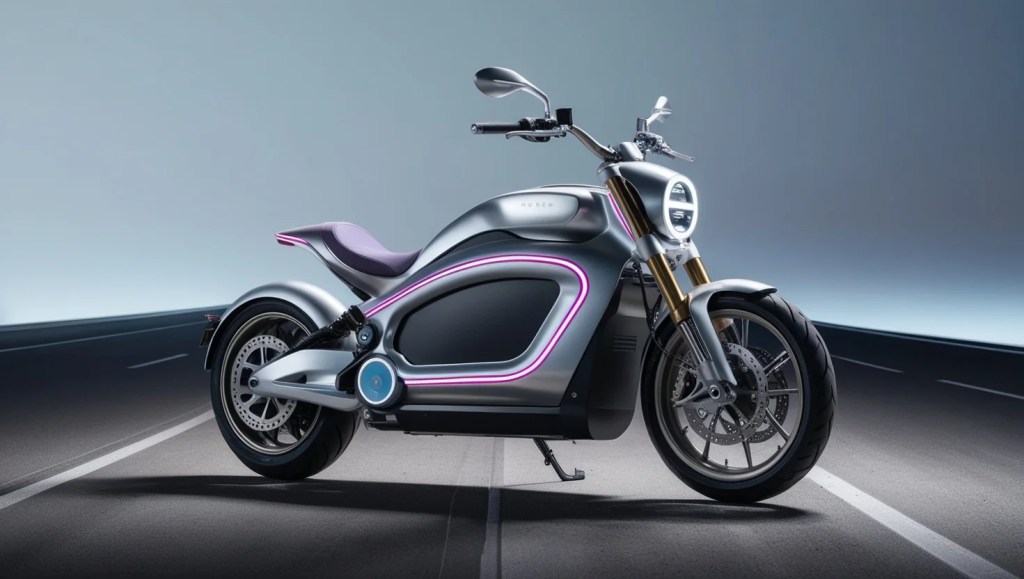 Motocicleta eléctrica futurista diseñada para mujeres. Motocicleta eléctrica futurista diseñada para mujeres.